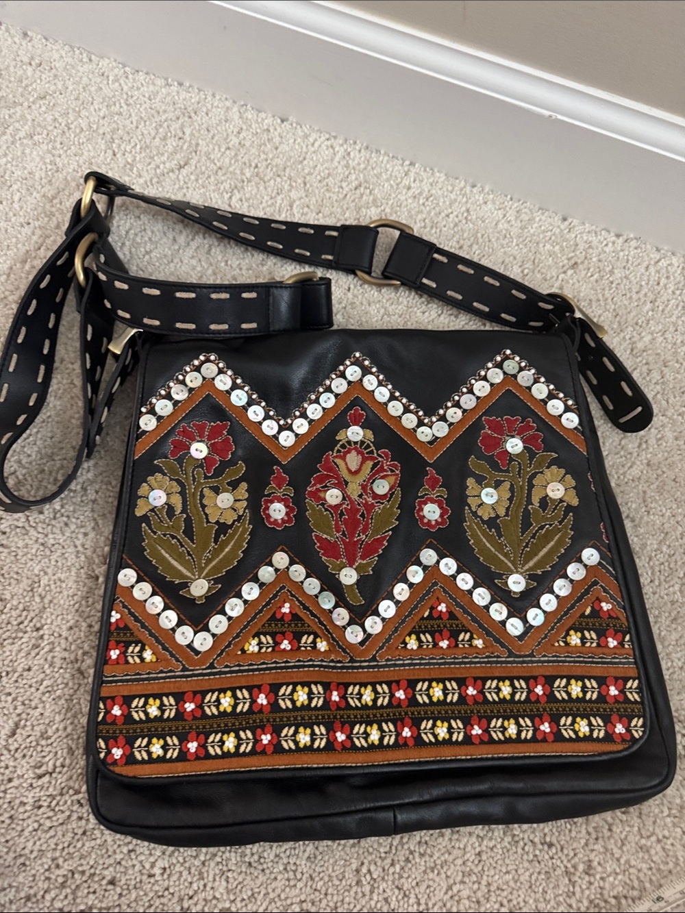 Isabella Fiore leather embellished shoulder/crossbody bag